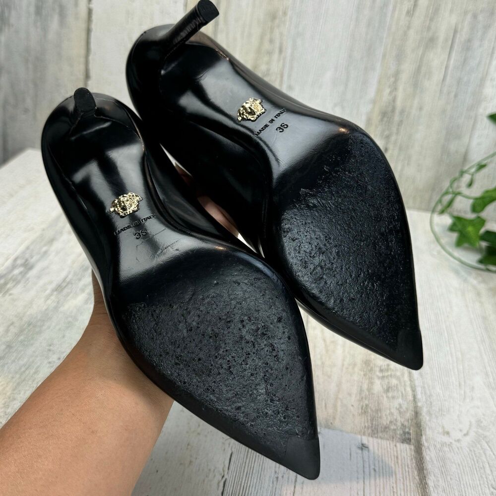 Versace Black Patent Leather Medusa Pumps Size 36 - Picture 8 of 11